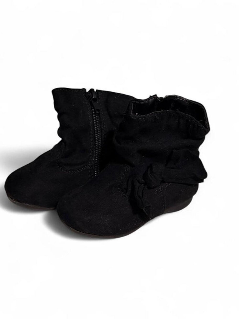 Wonder Nation Black Ruffle Baby Boots with Bow Size 4